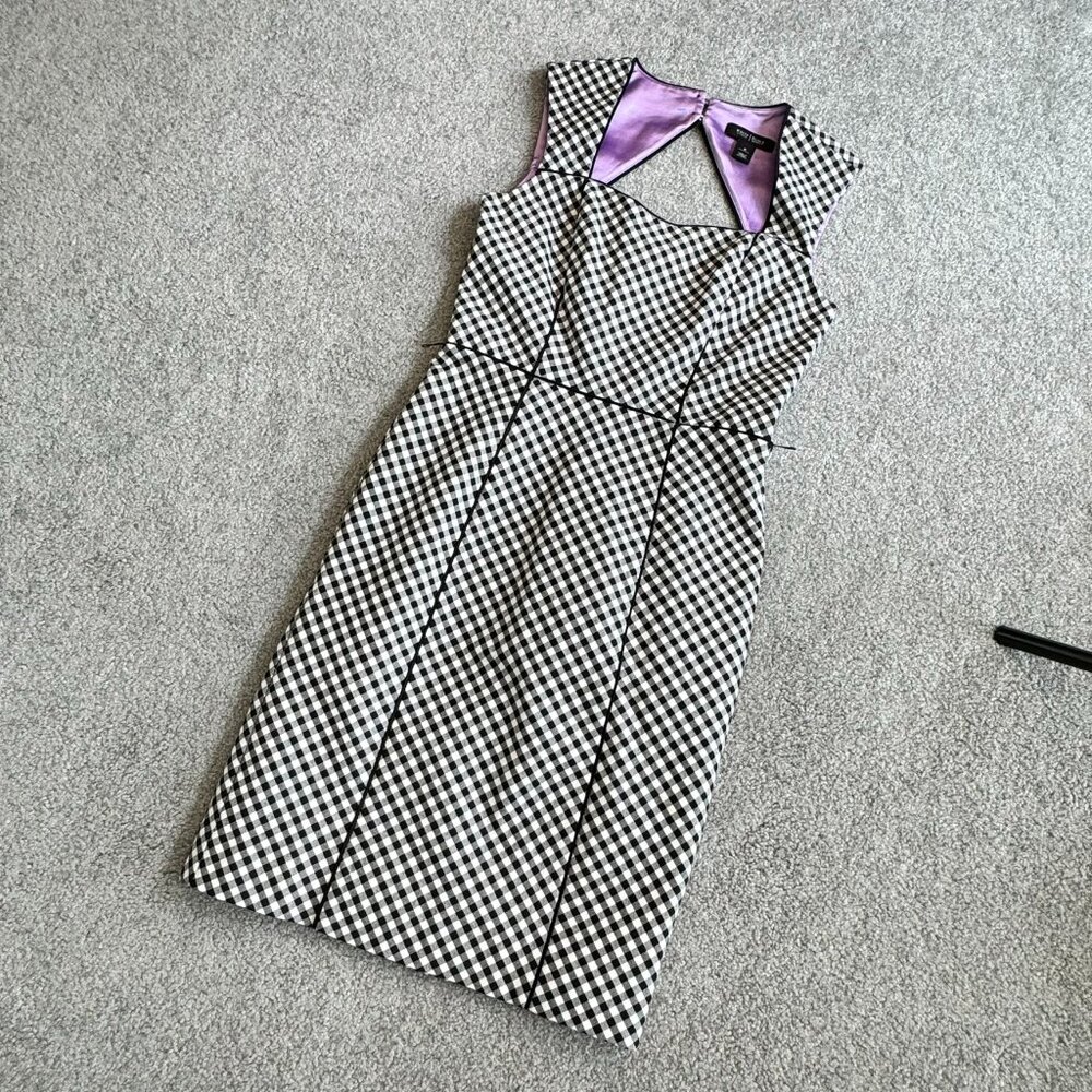 - White House Black Market Gingham Dress Back Cutout Retro Party US 4    - F2073